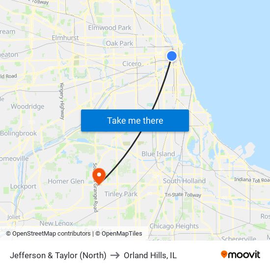 Jefferson & Taylor (North) to Orland Hills, IL map