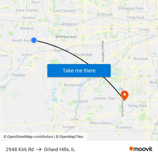 2948 Kirk Rd to Orland Hills, IL map