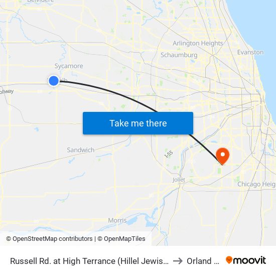 Russell Rd. at High Terrance (Hillel Jewish Center) - Sb Stop #507 to Orland Hills, IL map