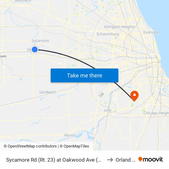 Sycamore Rd (Rt. 23) at Oakwood Ave (Hopkins Park) - Sb Stop #633 to Orland Hills, IL map