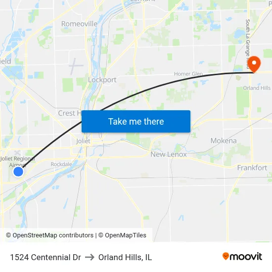 1524 Centennial Dr to Orland Hills, IL map