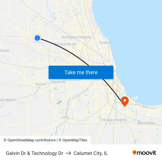 Galvin Dr & Technology Dr to Calumet City, IL map