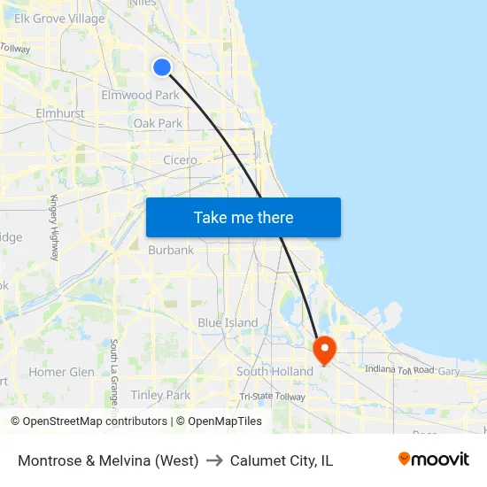 Montrose & Melvina (West) to Calumet City, IL map