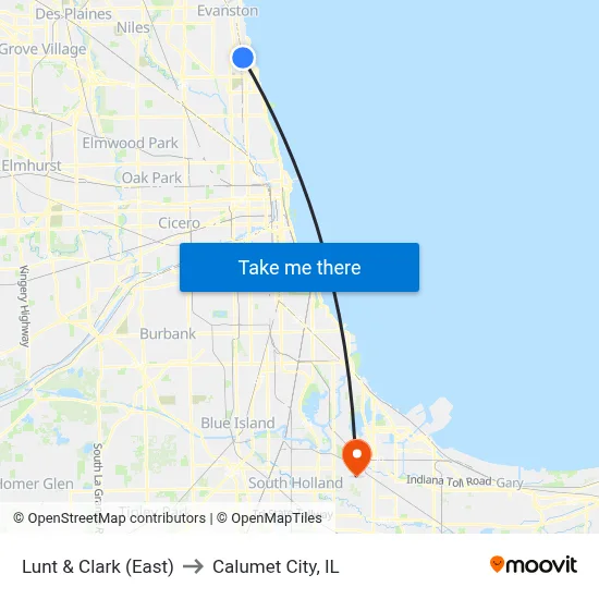 Lunt & Clark (East) to Calumet City, IL map