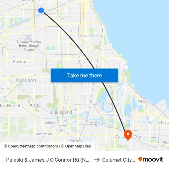 Pulaski & James J O'Connor Rd (North) to Calumet City, IL map
