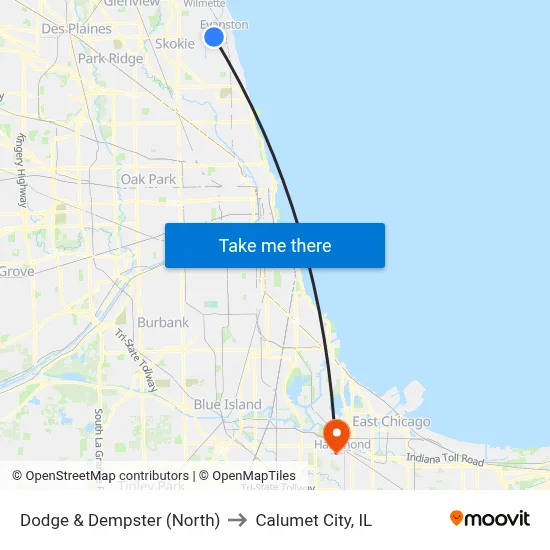 Dodge & Dempster (North) to Calumet City, IL map