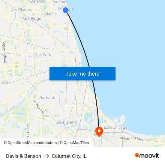 Davis & Benson to Calumet City, IL map