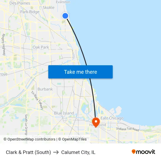Clark & Pratt (South) to Calumet City, IL map