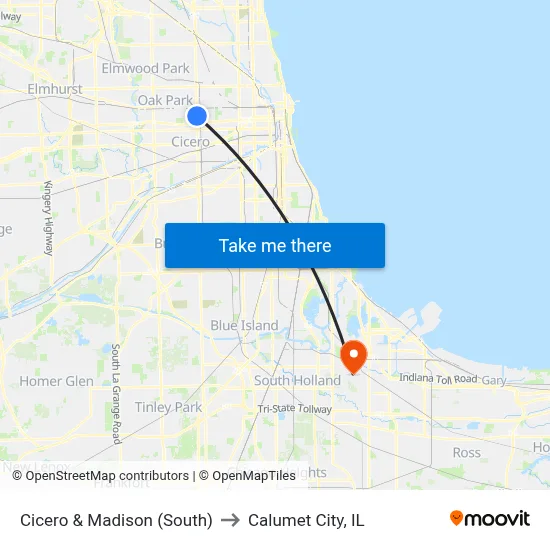 Cicero & Madison (South) to Calumet City, IL map