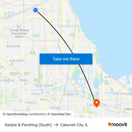 Kedzie & Pershing (South) to Calumet City, IL map