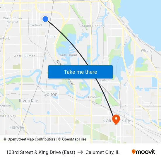 103rd Street & King Drive (East) to Calumet City, IL map