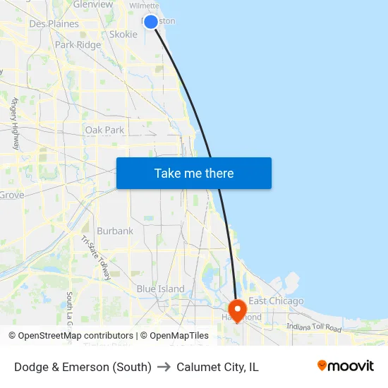 Dodge & Emerson (South) to Calumet City, IL map