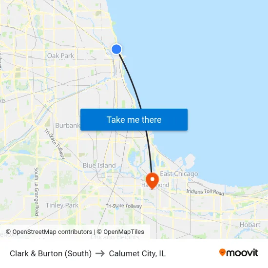 Clark & Burton (South) to Calumet City, IL map