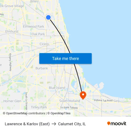Lawrence & Karlov (East) to Calumet City, IL map