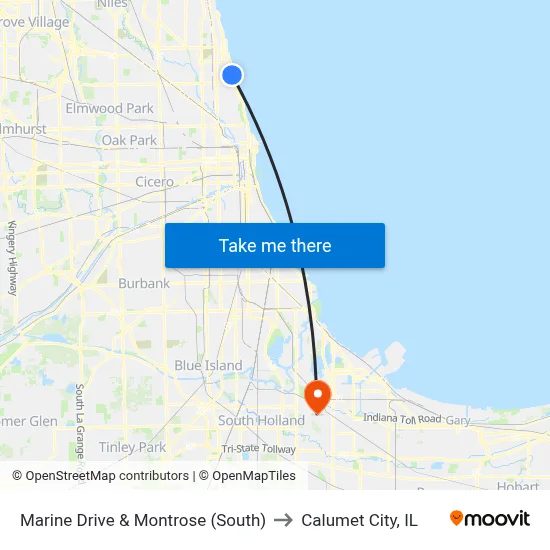 Marine Drive & Montrose (South) to Calumet City, IL map