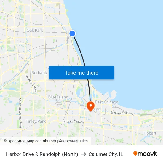 Harbor Drive & Randolph (North) to Calumet City, IL map