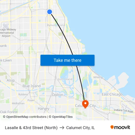 Lasalle & 43rd Street (North) to Calumet City, IL map