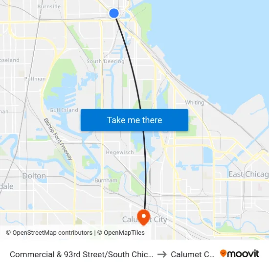 Commercial & 93rd Street/South Chicago (North) to Calumet City, IL map