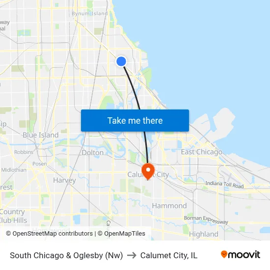 South Chicago & Oglesby (Nw) to Calumet City, IL map