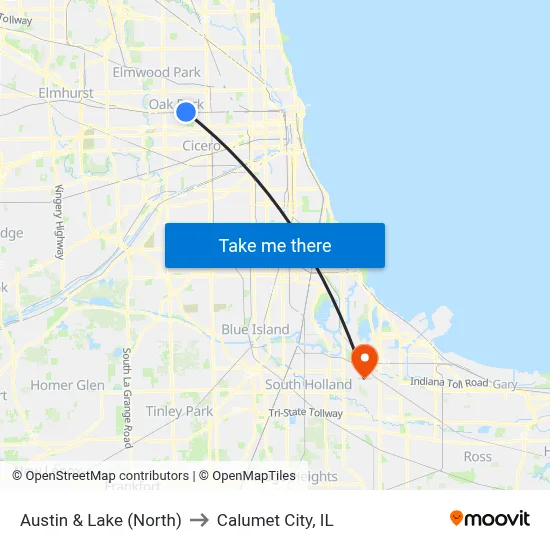 Austin & Lake (North) to Calumet City, IL map