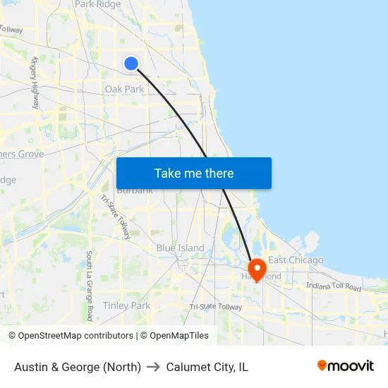 Austin & George (North) to Calumet City, IL map