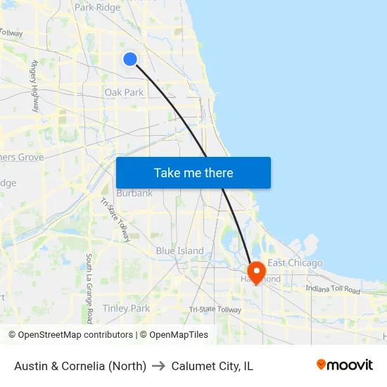 Austin & Cornelia (North) to Calumet City, IL map