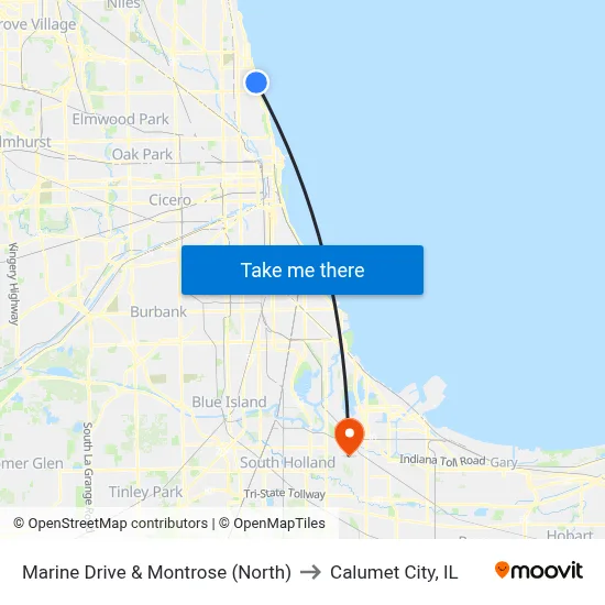Marine Drive & Montrose (North) to Calumet City, IL map