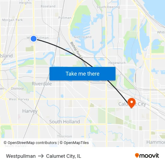 Westpullman to Calumet City, IL map
