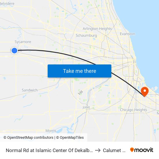 Normal Rd at Islamic Center Of Dekalb - Sb Stop #610 to Calumet City, IL map