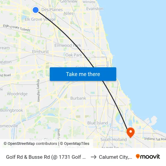 Golf Rd & Busse Rd (@ 1731 Golf Rd) to Calumet City, IL map