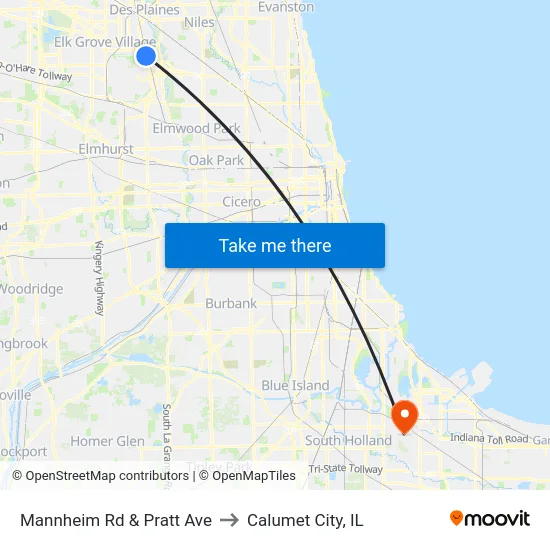Mannheim Rd & Pratt Ave to Calumet City, IL map