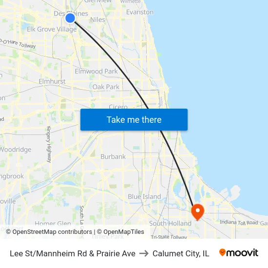 Lee St/Mannheim Rd & Prairie Ave to Calumet City, IL map