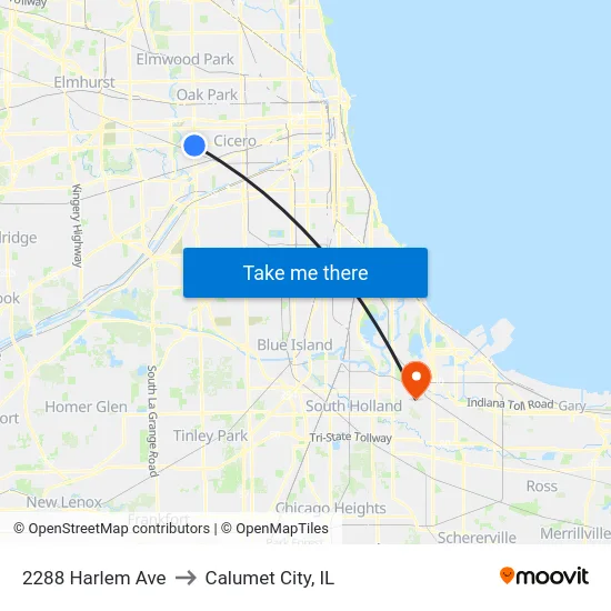 2288 Harlem Ave to Calumet City, IL map