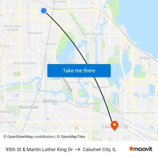 95th St & Martin Luther King Dr to Calumet City, IL map