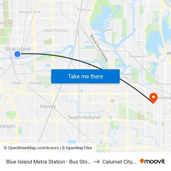 Blue Island Metra Station - Bus Stop E to Calumet City, IL map