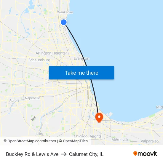 Buckley Rd & Lewis Ave to Calumet City, IL map
