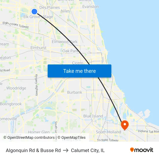 Algonquin Rd & Busse Rd to Calumet City, IL map
