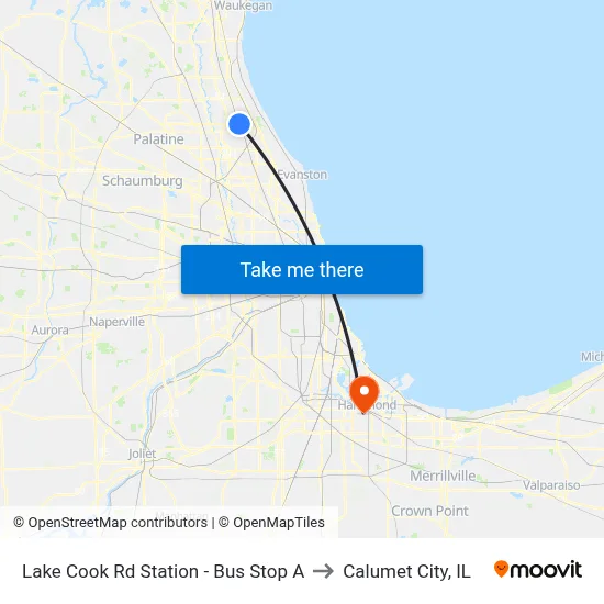Lake Cook Rd Station - Bus Stop A to Calumet City, IL map