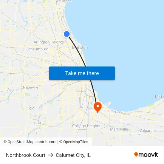 Northbrook Court to Calumet City, IL map
