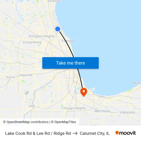Lake Cook Rd & Lee Rd / Ridge Rd to Calumet City, IL map