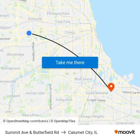 Summit Ave & Butterfield Rd to Calumet City, IL map