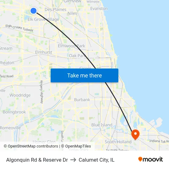 Algonquin Rd & Reserve Dr to Calumet City, IL map