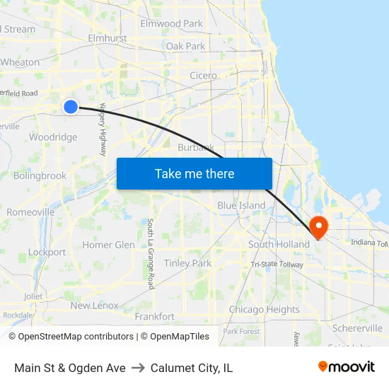 Main St & Ogden Ave to Calumet City, IL map