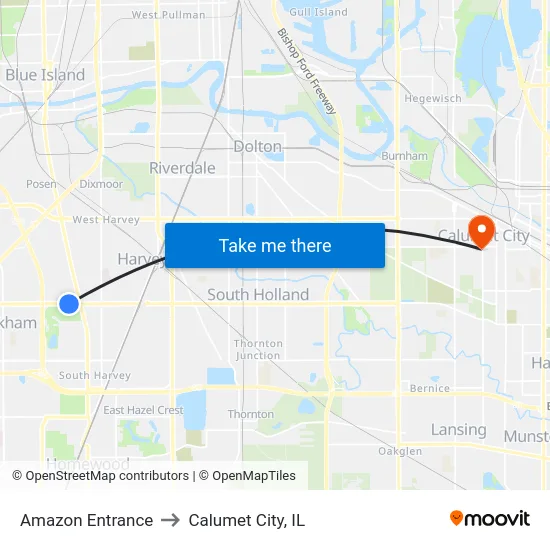 Amazon Entrance to Calumet City, IL map