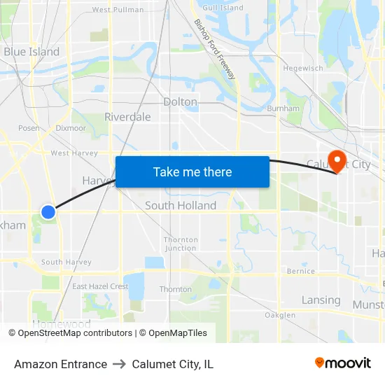 Amazon Entrance to Calumet City, IL map