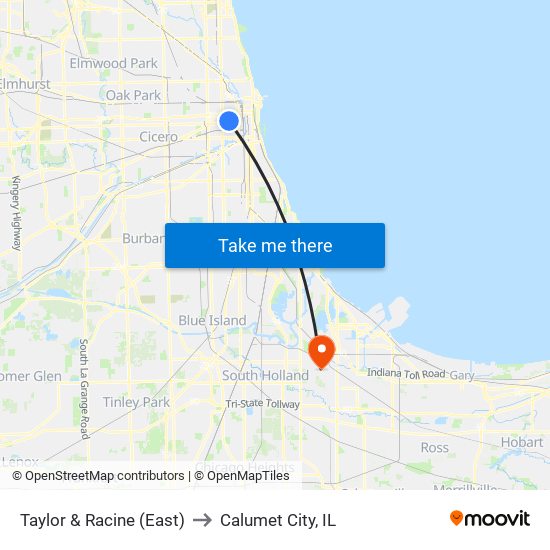 Taylor & Racine (East) to Calumet City, IL map