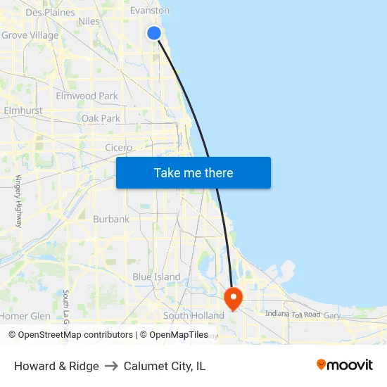 Howard & Ridge to Calumet City, IL map