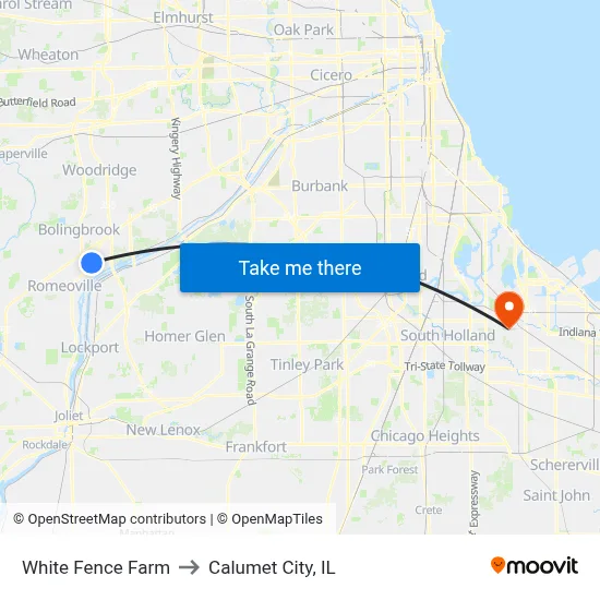 White Fence Farm to Calumet City, IL map