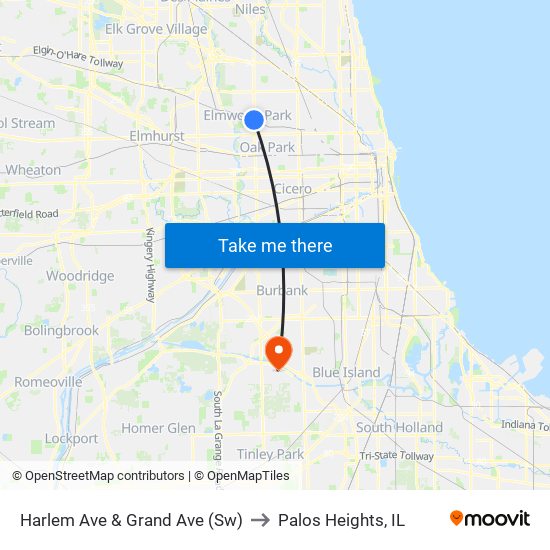 Harlem Ave & Grand Ave (Sw) to Palos Heights, IL map