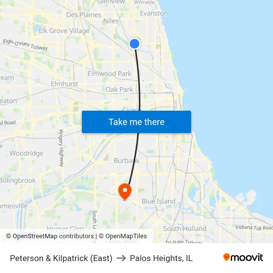 Peterson & Kilpatrick (East) to Palos Heights, IL map